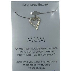 925 Sterling Silver Mother Holds Her Childs Hand Heart Necklace New Mother’s Day